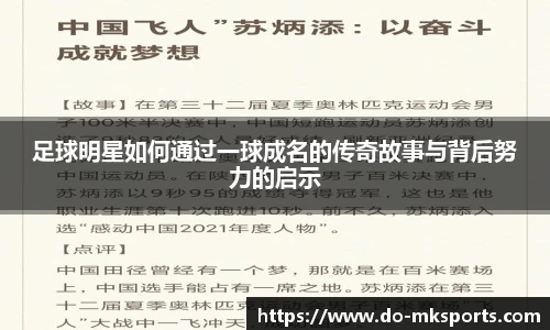 足球明星如何通过一球成名的传奇故事与背后努力的启示